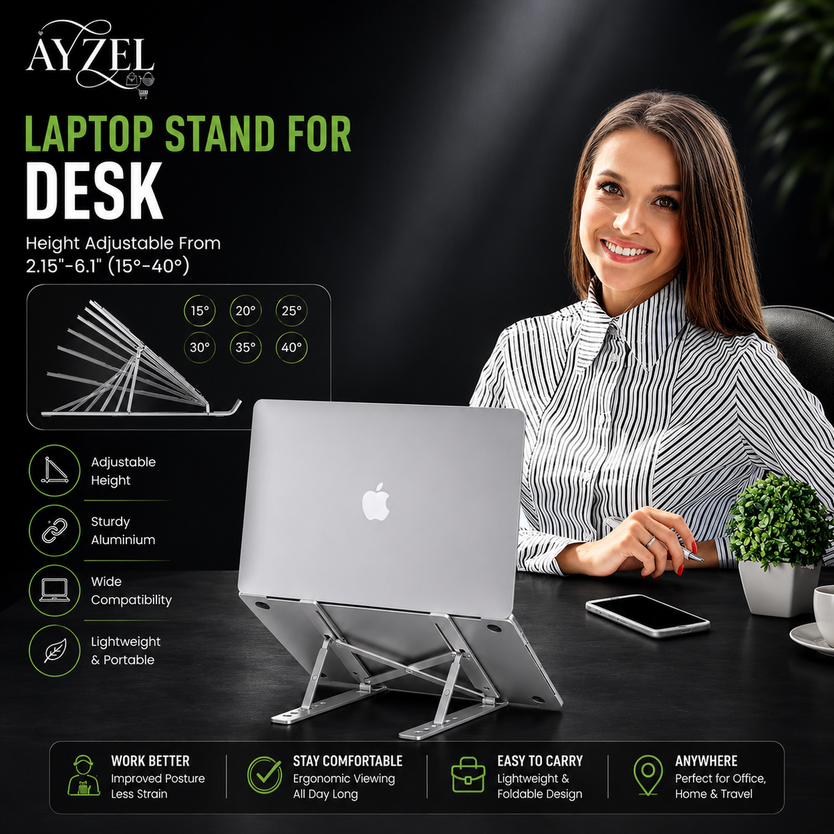 (Free Delivery) Aluminium Foldable Laptop Stand