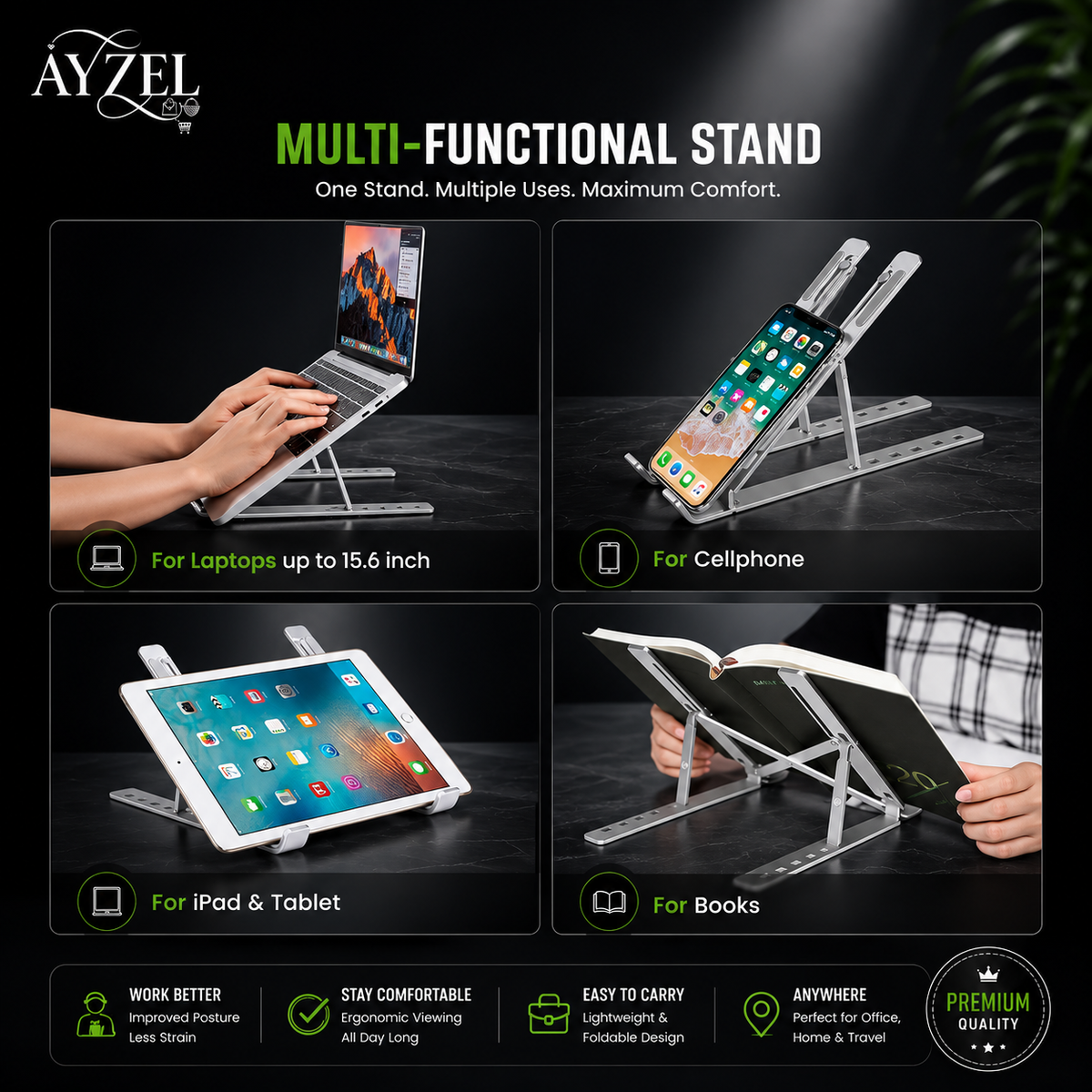 (Free Delivery) Aluminium Foldable Laptop Stand