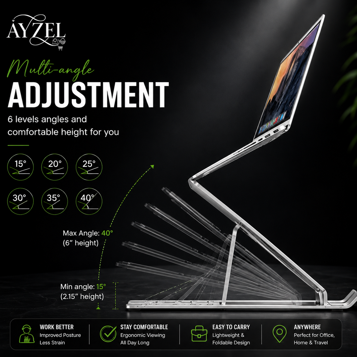 (Free Delivery) Aluminium Foldable Laptop Stand